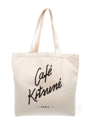 Pre-owned Maison Kitsuné Canvas Tote In Neutral