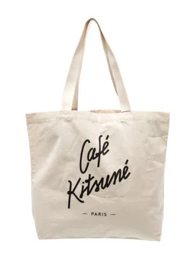 Pre-owned Maison Kitsuné Canvas Tote In Neutral