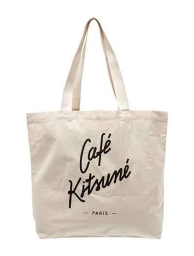 Pre-owned Maison Kitsuné Canvas Tote In Neutral