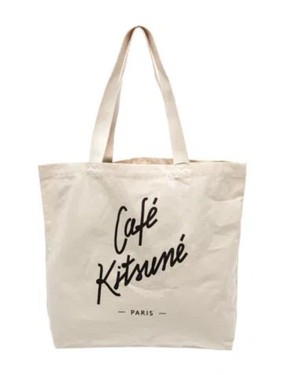 Pre-owned Maison Kitsuné Canvas Tote In Neutral