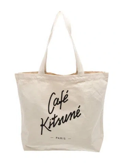 Pre-owned Maison Kitsuné Canvas Tote In Neutral