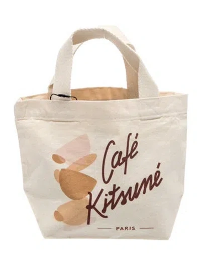 Pre-owned Maison Kitsuné Canvas Tote In Neutral
