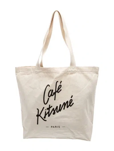 Pre-owned Maison Kitsuné Canvas Tote In Neutral