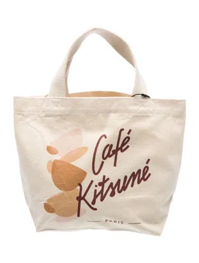 Pre-owned Maison Kitsuné Canvas Tote In Neutral