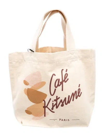 Pre-owned Maison Kitsuné Canvas Tote In Neutral