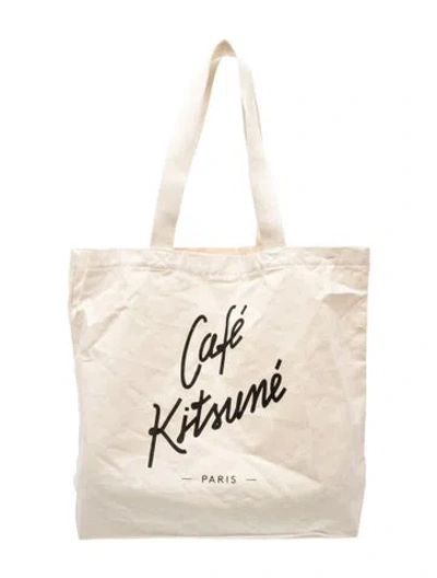 Pre-owned Maison Kitsuné Canvas Tote In Neutral