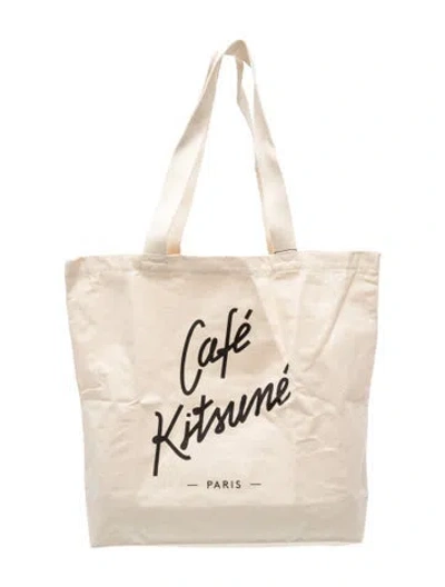 Pre-owned Maison Kitsuné Canvas Tote In Neutral