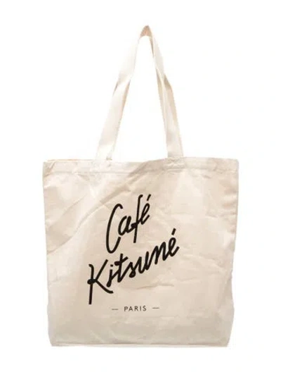 Pre-owned Maison Kitsuné Canvas Tote In Neutral