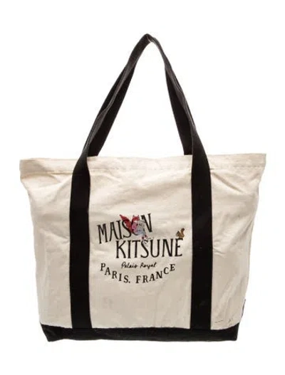 Pre-owned Maison Kitsuné Canvas Tote In Neutral