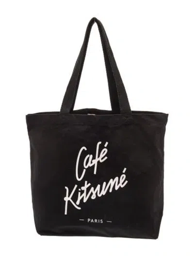 Pre-owned Maison Kitsuné Canvas Tote W/ Tags In Black