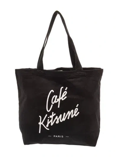 Pre-owned Maison Kitsuné Canvas Tote W/ Tags In Black