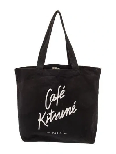 Pre-owned Maison Kitsuné Canvas Tote W/ Tags In Black