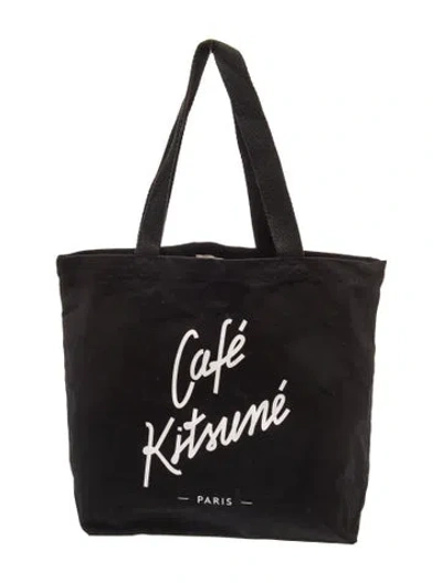 Pre-owned Maison Kitsuné Canvas Tote W/ Tags In Black