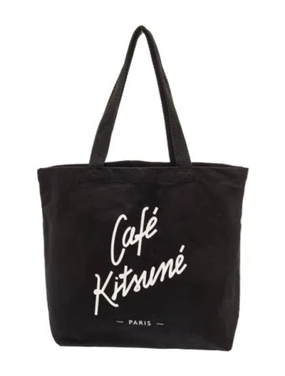 Pre-owned Maison Kitsuné Canvas Tote W/ Tags In Black