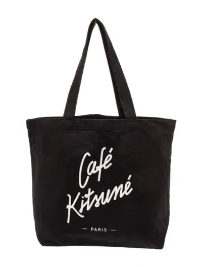 Pre-owned Maison Kitsuné Canvas Tote W/ Tags In Black