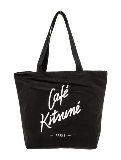 Pre-owned Maison Kitsuné Canvas Tote W/ Tags In Black