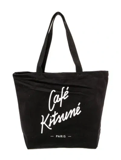 Pre-owned Maison Kitsuné Canvas Tote W/ Tags In Black