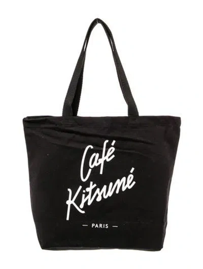 Pre-owned Maison Kitsuné Canvas Tote W/ Tags In Black
