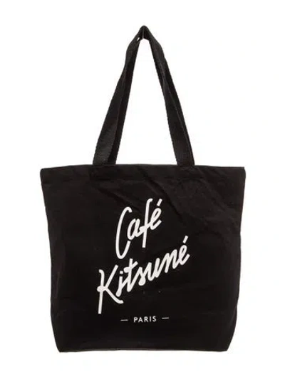 Pre-owned Maison Kitsuné Canvas Tote W/ Tags In Black
