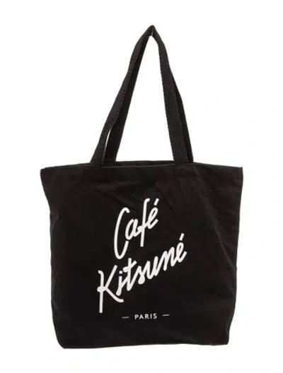 Pre-owned Maison Kitsuné Canvas Tote W/ Tags In Black