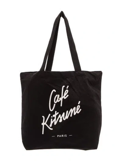 Pre-owned Maison Kitsuné Canvas Tote W/ Tags In Black