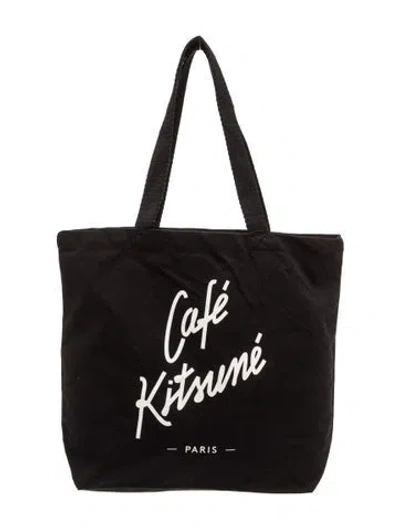 Pre-owned Maison Kitsuné Canvas Tote W/ Tags In Black