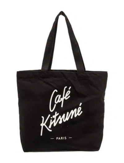 Pre-owned Maison Kitsuné Canvas Tote W/ Tags In Black