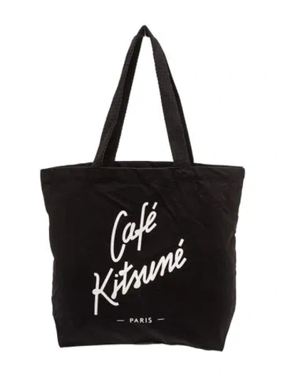 Pre-owned Maison Kitsuné Canvas Tote W/ Tags In Black