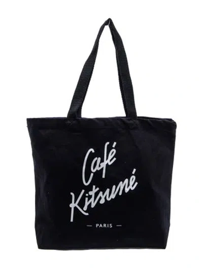 Pre-owned Maison Kitsuné Canvas Tote W/ Tags In Black