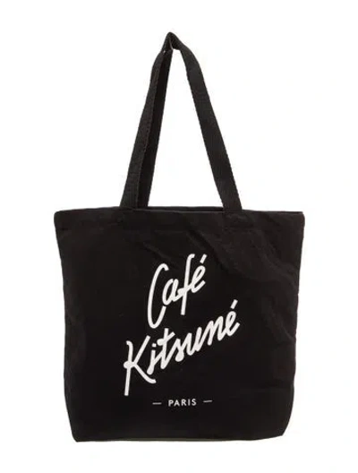 Pre-owned Maison Kitsuné Canvas Tote W/ Tags In Black