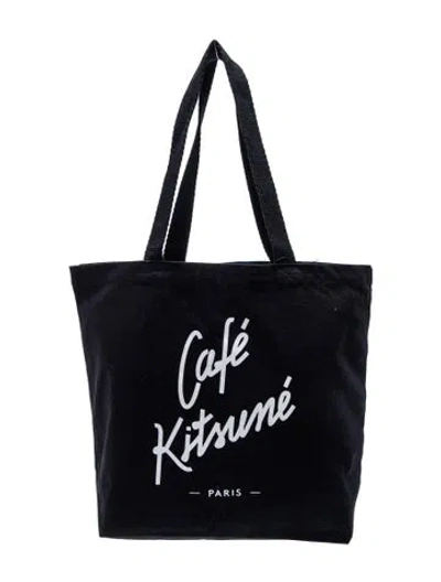Pre-owned Maison Kitsuné Canvas Tote W/ Tags In Black