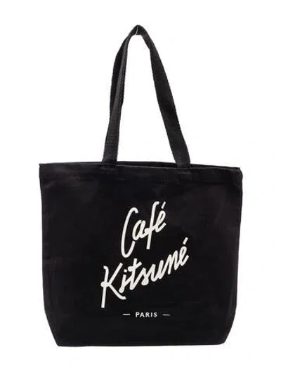 Pre-owned Maison Kitsuné Canvas Tote W/ Tags In Black