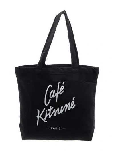 Pre-owned Maison Kitsuné Canvas Tote W/ Tags In Black