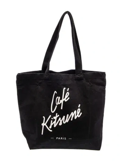 Pre-owned Maison Kitsuné Canvas Tote W/ Tags In Black