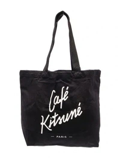 Pre-owned Maison Kitsuné Canvas Tote W/ Tags In Black