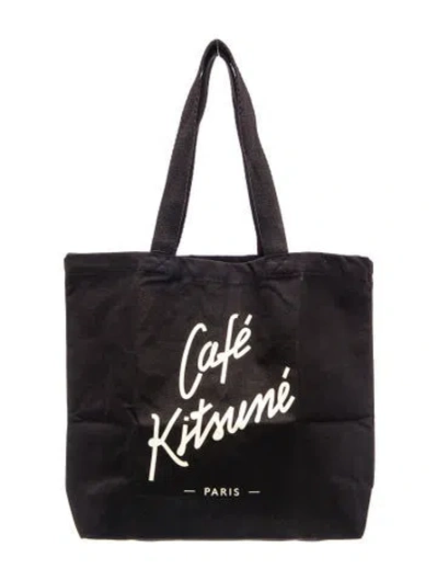 Pre-owned Maison Kitsuné Canvas Tote W/ Tags In Black