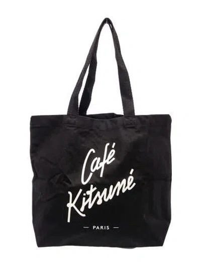 Pre-owned Maison Kitsuné Canvas Tote W/ Tags In Black