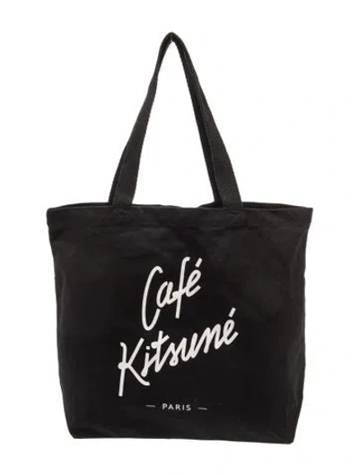 Pre-owned Maison Kitsuné Canvas Tote W/ Tags In Black