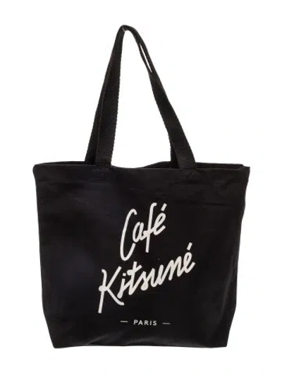 Pre-owned Maison Kitsuné Canvas Tote W/ Tags In Black