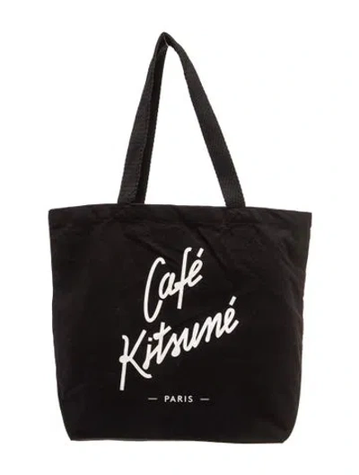 Pre-owned Maison Kitsuné Canvas Tote W/ Tags In Black