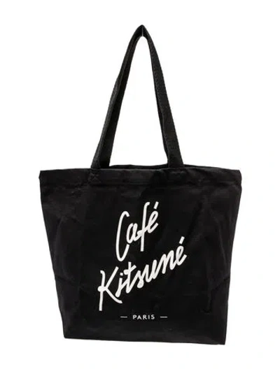 Pre-owned Maison Kitsuné Canvas Tote W/ Tags In Black