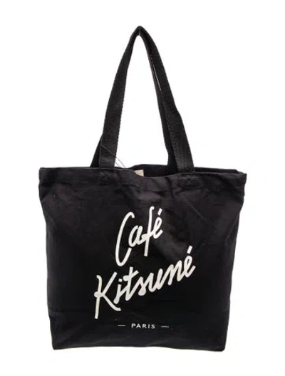 Pre-owned Maison Kitsuné Canvas Tote W/ Tags In Black