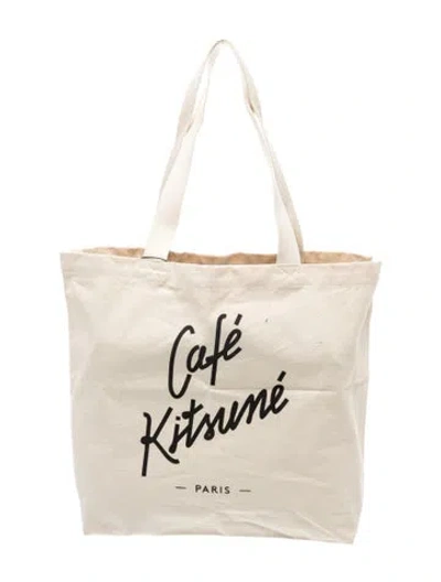 Pre-owned Maison Kitsuné Canvas Tote W/ Tags In Neutral