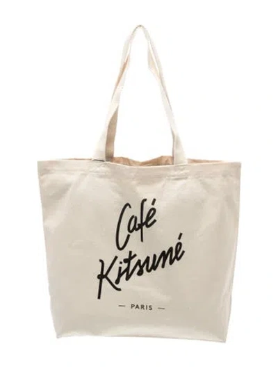 Pre-owned Maison Kitsuné Canvas Tote W/ Tags In Neutral