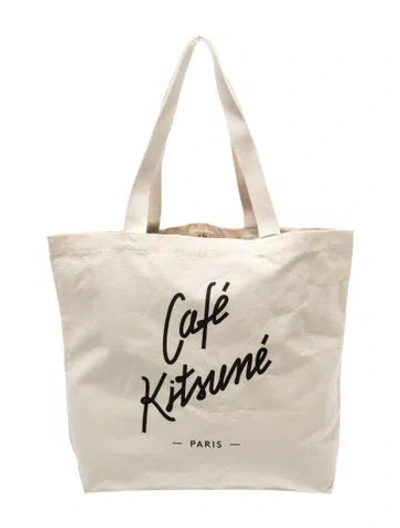 Pre-owned Maison Kitsuné Canvas Tote W/ Tags In Neutral
