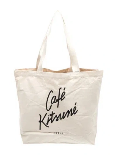 Pre-owned Maison Kitsuné Canvas Tote W/ Tags In Neutral