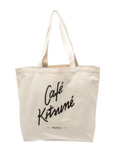 Pre-owned Maison Kitsuné Canvas Tote W/ Tags In Neutral