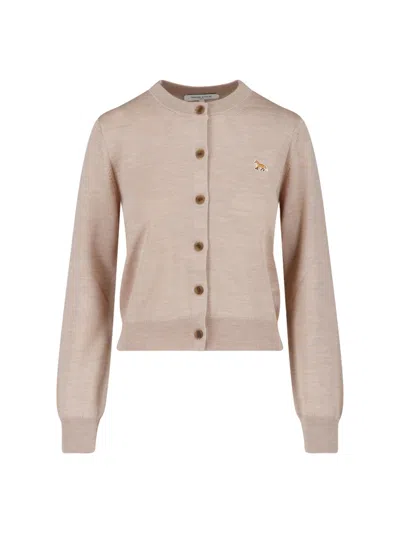Maison Kitsuné Cardigan "baby Fox" In Neutral