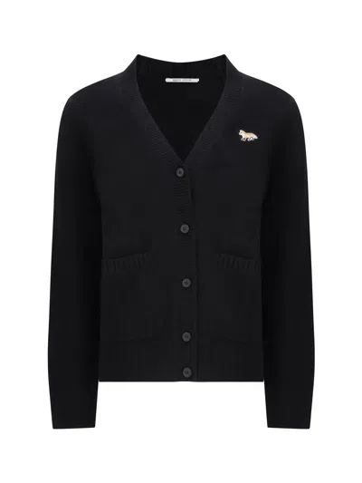 Maison Kitsuné Baby Fox-patch Cardigan In Black