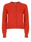 Maison Kitsuné Red Bold Fox Head Patch Cardigan In Red